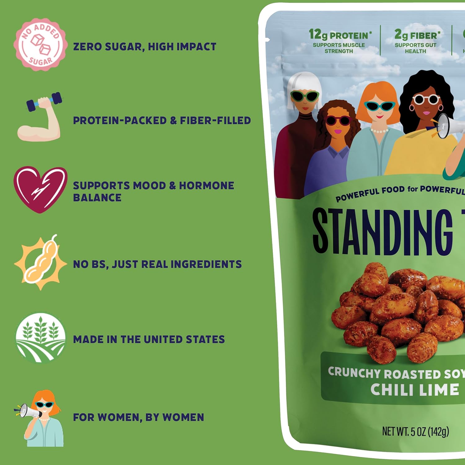 chili lime roasted soybeans protein packed made in the US support mood menopause support hormone balance fiber filled